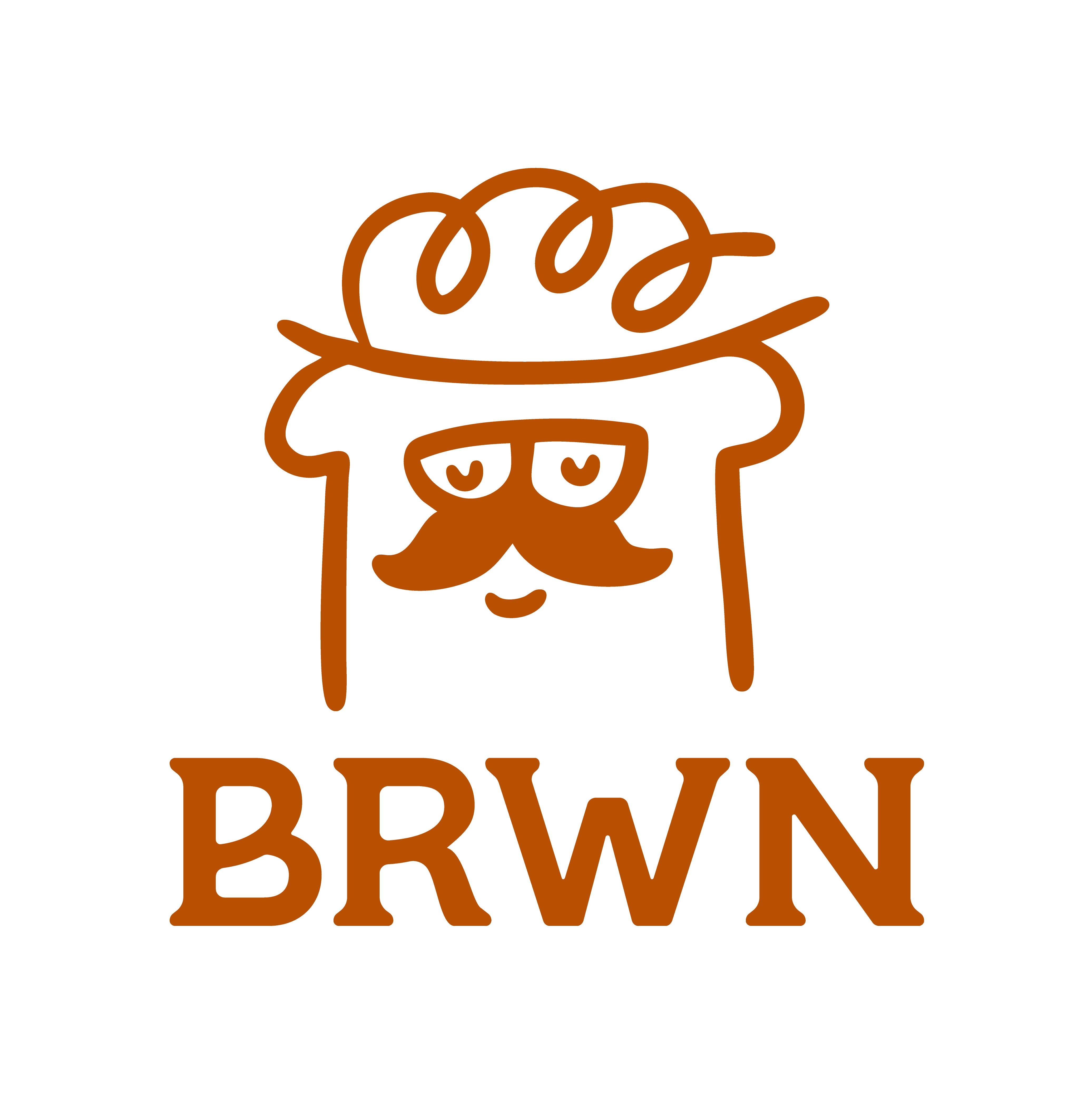 BRWN — logo maskot dengan topi dan kumis